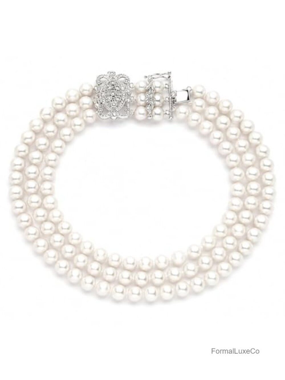 Vintage Freshwater Pearl 3-Strand Bracelet with CZ Clasp